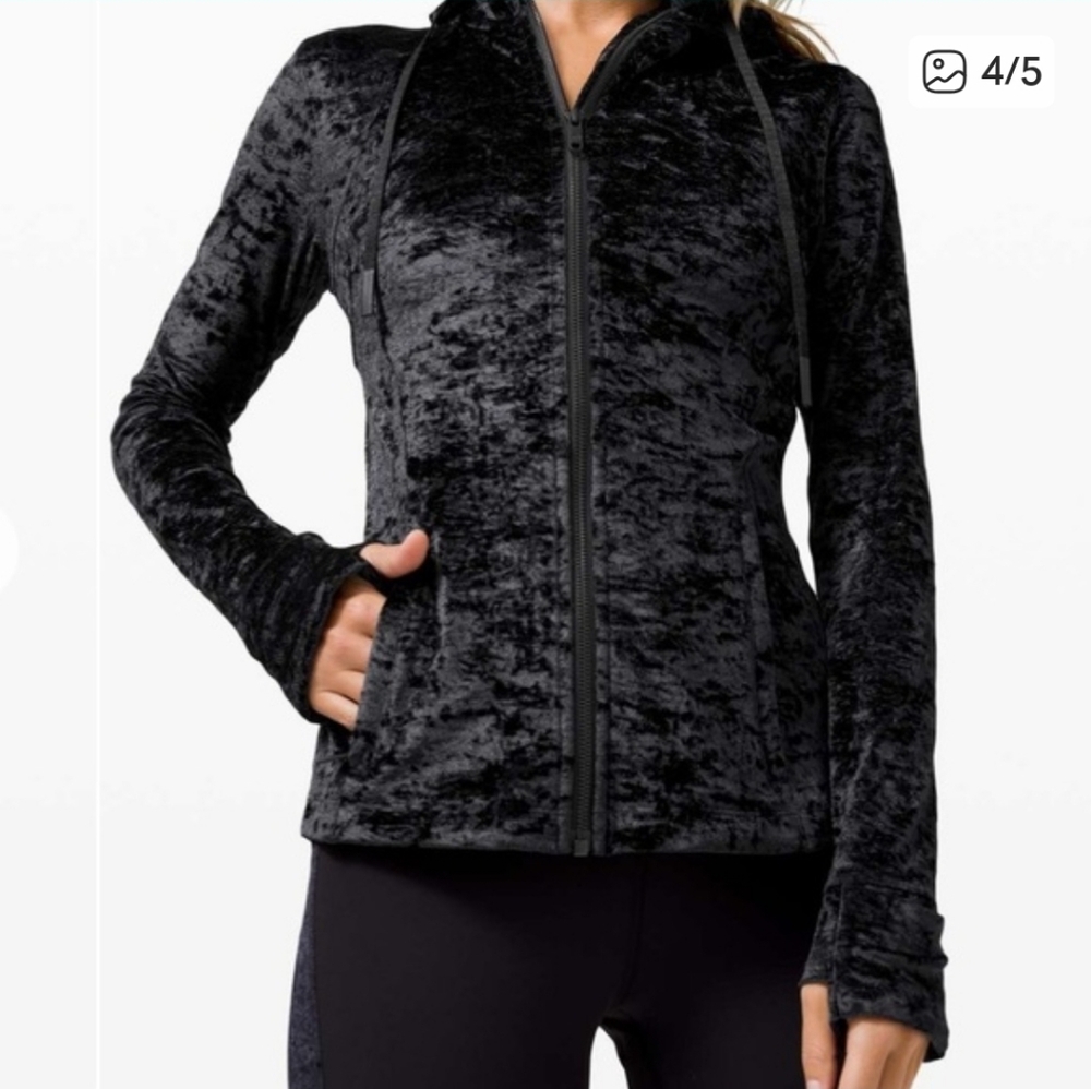 LIMITED EDITION Lululemon Define Jacket Crushed Velvet Dark Blue Size 6 - Picture 2 of 8